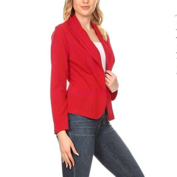 Metaphor Bright Coral 2-Button Blazer w/ Peplum Back Women’s Casual Jacket Sm - Picture 2 of 10